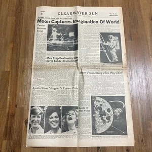 "Moon Captures Imagination-MOONDAY" July 21, 1969 NEWSPAPER CLEARWATER SUN FL - Picture 1 of 9
