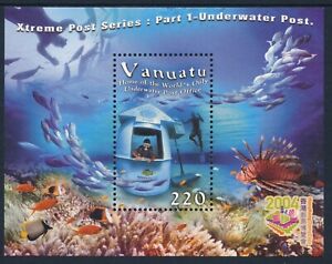 2004 VANUATU UNDERWATER POST OFFICE MINI SHEET FINE MINT MNH HONG KONG EXPO logo