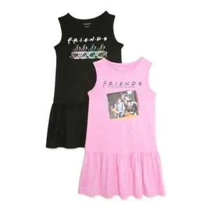 Friends Girls 2 Pack Sleeveless Dresses Black&Pink Size S(6-6X) - Picture 1 of 5