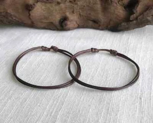 Dark Brown 1mm Water Resistant Cord Adjustable Bracelet or Anklet Set Unisex - Picture 1 of 2