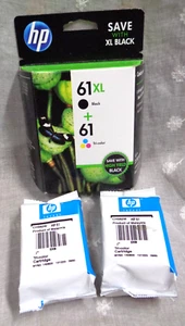 HP Printer Ink Cartridges 61XL Black & Tri-Color Combo / (2) Tri-Color - EXPIRED - Picture 1 of 6