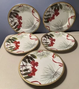 NEW Charter Club GRAND BUFFET HOLLY BERRY Salad Plates Lot of 5 Dessert Size - Picture 1 of 5
