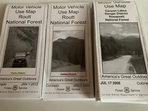 3 US Forest Service Motor Vehicle Use Maps Routt & Roosevelt Nat. Forests, Colo - Picture 1 of 5