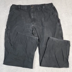 Carhartt Pants Mens 44X32 Black Carpenter Work Wear Cotton Orignal Dungaree Fit - Picture 1 of 12