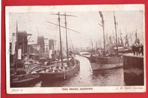 MUELLES GARSTON. VELA DE MADERA + BARCOS DE VAPOR 1907 Nr GRASSENDALE ALLERTON - Imagen 1 de 1
