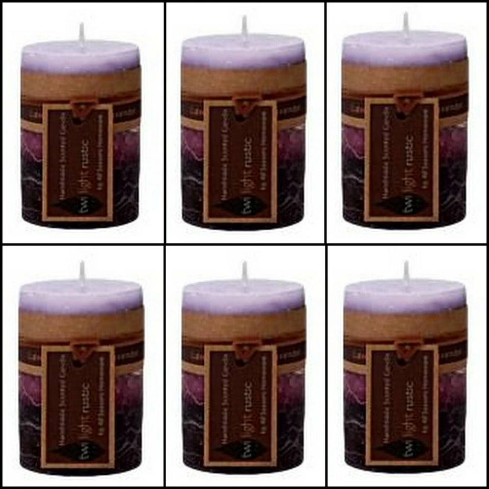 6x Scented Pillar Candle Purple Lavender Fragrance Candles Decor 5*8cm 22Hours - image 1 of 1