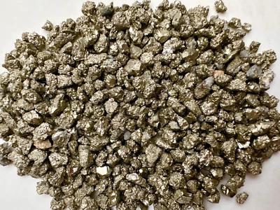 500 grams IRON PYRITE FOOLS GOLD 2mm - 6mm NUGGETS 2000 + TINY STONES - ID CARD - Image 1 of 4
