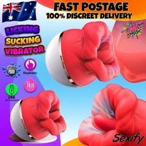 Sucking Vibrator Tongue Massager Clit Nipple G Spot Licking Stimulator Sex Toy - Picture 1 of 17