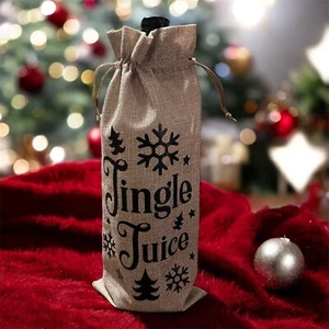 Sackleinen Weinbeutel Weihnachten Wein Geschenktüten für Weinflaschen Geschenke Weihnachten - Bild 1 von 4