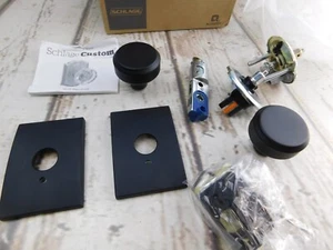 Schlage Bowery Passage Door Knob Set with Century Trim FC21 BWE622 CEN Matte Bla - Picture 1 of 10
