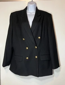 Talbots Petite Black 100% Wool Lined Db Breasted Career Blazer USA Ps/Pm - Picture 1 of 16