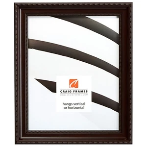 Craig Frames Annesbury, Queen Ann Dark Walnut Brown Picture Frame - Picture 1 of 11