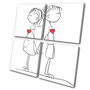 Ilustración Amor Pareja Corazones MULTI LIENZO ARTE DE PARED Impresión de Imagen VA - Imagen 1 de 1