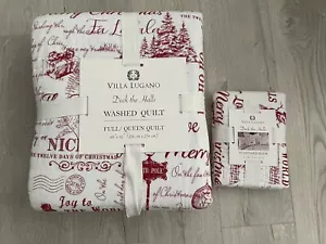*VILLA LUGANO DECK THE HALLS FULL/ QUEEN Trapunta e 1 federe cuscino Nuovo βοΈπ - Foto 1 di 5