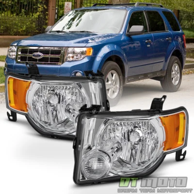 2008 2009 2010 2011 2012 Ford Escape SUV Headlights Headlamps Chrome Left+Right - Изображение 1 из 4