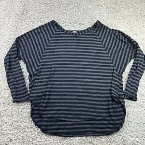 Splendid Womens Size Large Long Sleeve Striped Shirt Black Gray - Picture 1 of 7