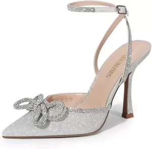DREAM PAIRS Women's High Heels Destiny Closed Toe Strappy Heels Sexy Rhinestone - Picture 1 of 5