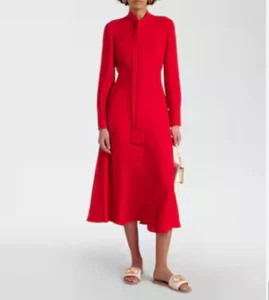 40IT - Valentino Red Midi Silk Georgette Dress - BNWT - RRP$5500 AUD - Picture 1 of 7