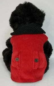 Dog Coat Red Corduroy & Black Fleece Lining Small pockets - Picture 1 of 12