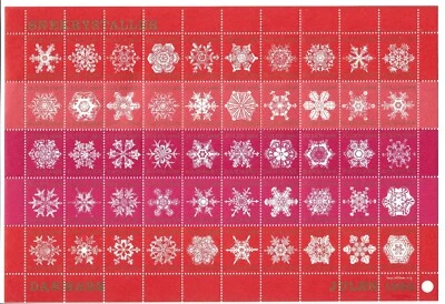 Copos de nieve de Dinamarca 1966, sellos de Navidad, hoja completa Foto 1 de 2