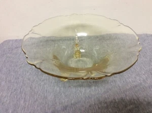Vintage Heisey Empress Sahara Dolphin Footed 11” Glass Yellow Bowl - Picture 1 of 8