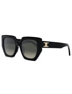 Celine CL40239F 01F Triomphe Women Sunglasses Black Gold Grey Gradient Authentic - Picture 1 of 8