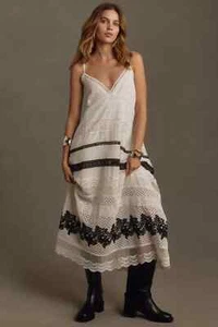 By Anthropologie Sleeveless V-Neck Lace Midi Dress XL new white color NEW nwt - Picture 1 of 11