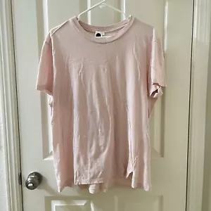 Bassike Regular Classic Short Sleeve T-Shirt Top Organic Cotton Pink Women's L - Picture 1 of 10