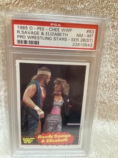 1985 Opeechee Macho Man & Ms. Elizabeth Rookie Card PSA