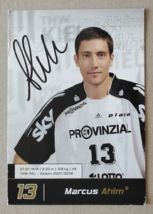 7331 Marcus Ahlm THW Kiel 2007/08 balonmano tarjeta de autógrafo original firmada - Imagen 1 de 2