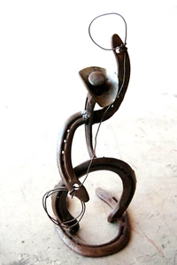 southwest horse shoe metal cowboy sculpture southwestern steel art free shipping - Picture 1 of 3