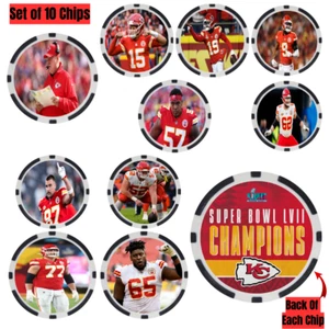 KANSAS CITY CHIEFS 2023 SUPER BOWL LVII CHAMPS - POKER CHIP SET (10) - Picture 1 of 2