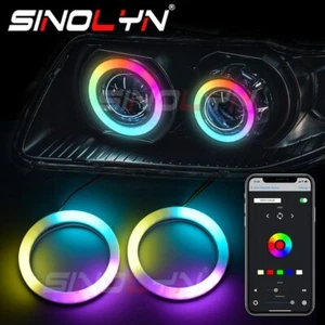 Dynamic RGB Angel Eyes LED Bluetooth Halo Rings Sequential Flowing Cotton Light - Picture 1 of 11