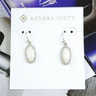 Clearance!! NWT Kendra Scott Lee White Pearl Shell Earrings Silver Tone - Image 1 of 3