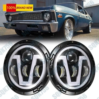 Par de Faróis de LED Redondos 7" Hi/Lo Feixe Selado Para Chevrolet Chevy Nova 1963-1978 - Imagem 1 de 4