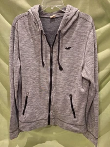Sudadera con capucha gris con cremallera completa Hollister #505 para hombre ligera talla Lg - Imagen 1 de 4