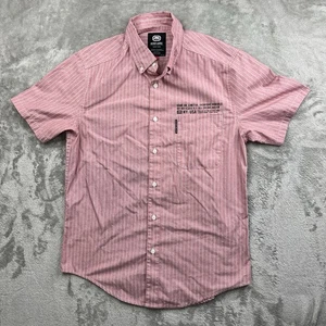 Men's Ecko Unltd. Button-Front Cotton/Polyester Short Sleeve Shirt Pink Size M - Picture 1 of 6