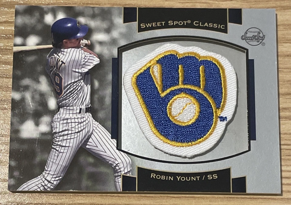 2003 Upper Deck Sweet Spot Classic Souvenir Logo Robin Yount #P-RY1 Patch HOF - Image 1 of 2