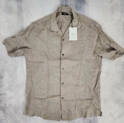 Theory Wasabi Precise Linen Short Sleeve Button Shirt Men's Size Medium New - Image 1 of 4