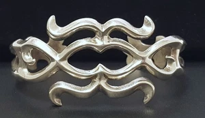 Navajo Sandcast Southwest Sterling Silver Cuff Bracelet Vtg Western 6.5" L - Picture 1 of 24