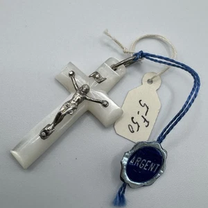 croix Ancienne Argent Et Nacre - Imagen 1 de 2