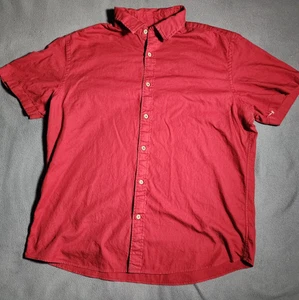 Untuckit Hemd Herren XL Slim Fit Rot Knopfleiste Kurzarm Kragen Baumwolle - Bild 1 von 17