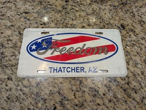 RARE Freedom Horne Ford Thatcher Arizona AZ Metal License Plate Booster Vanity - Picture 1 of 2