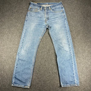 Levis 505 Jeans Mens 31x30 Regular Fit Light Wash Denim Casual FLAW - Picture 1 of 10