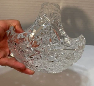 Vintage großer handgeschliffener Bleikristall Made in Poland Glaskorb 8” x 7,5” - Bild 1 von 4