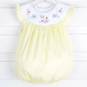 NWT Baby Girl CLASSIC WHIMSY Yoke Neck Embroidered Bird Bubble Yellow Pique 24M - Picture 1 of 10