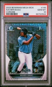 Xavier Isaac 2023 Bowman Chrome 1st Mega Box Mojo Refractor Card #BCP-145 PSA 10 - Picture 1 of 2