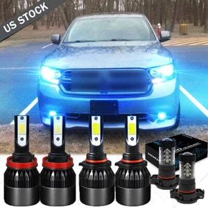 For Dodge Durango 2011 2012 2013 6X COB LED Headlight + Fog Light Ice Blue Bulbs - Picture 1 of 12