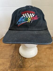 Vintage Snapback Hat Craftsman Motorsports Black  Rainbow Logo Made in USA