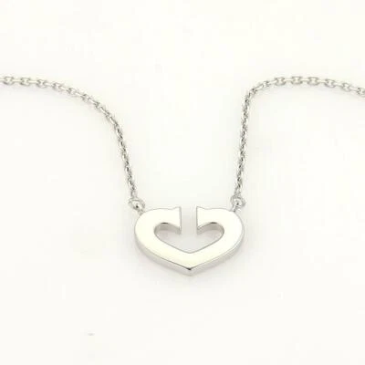 Collar colgante y cadena Cartier C corazones oro blanco 18k con certificado Foto 1 de 4
